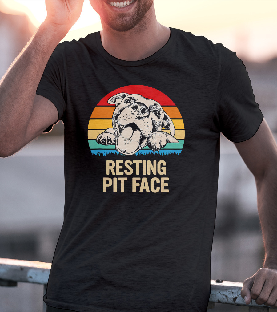 Resting Pit Face Bombshell Bullies Pit Bull Rescue Retro T-Shirt