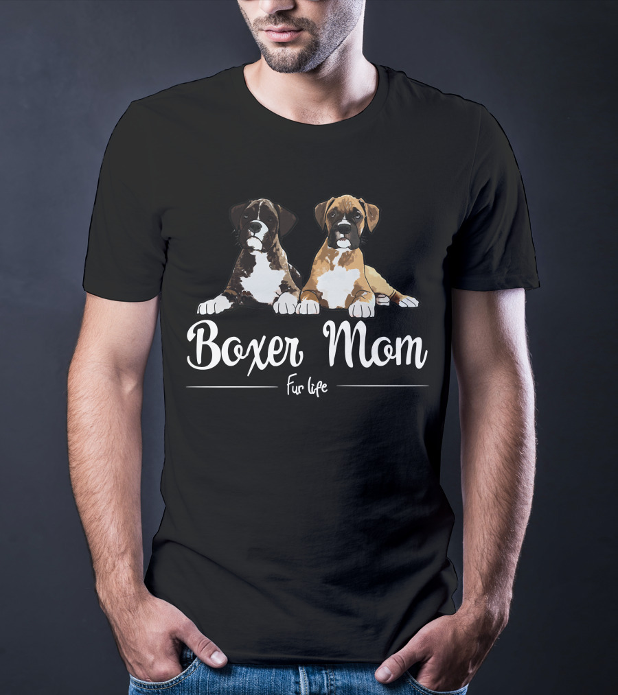 Boxer Mom Fur Life With Two Boxer Puppies T-Shirt