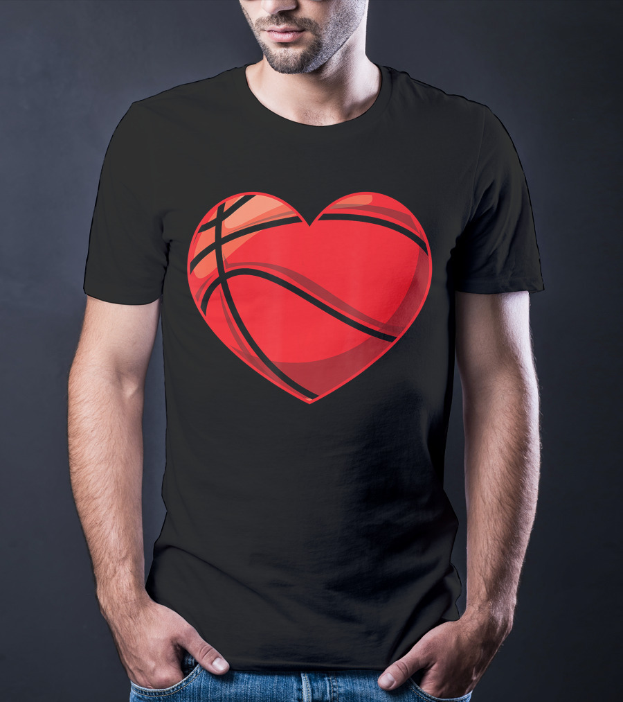 Valentines Day Boys Heart-Shaped Basketball T-Shirt