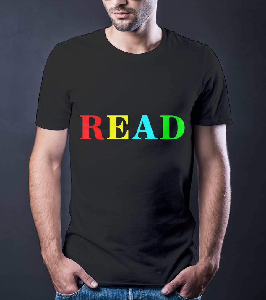 READ In Color Bold Letters Teacher Reading Book T-Shirt