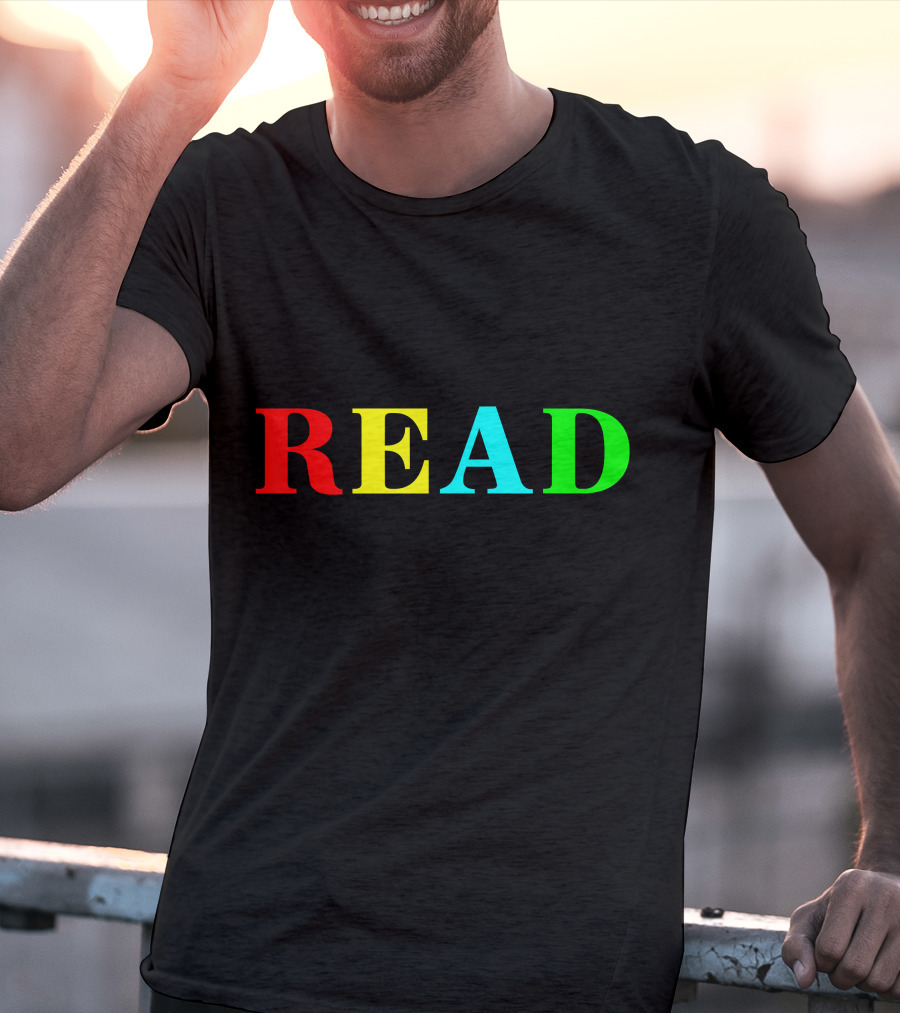 READ In Color Bold Letters Teacher Reading Book T-Shirt