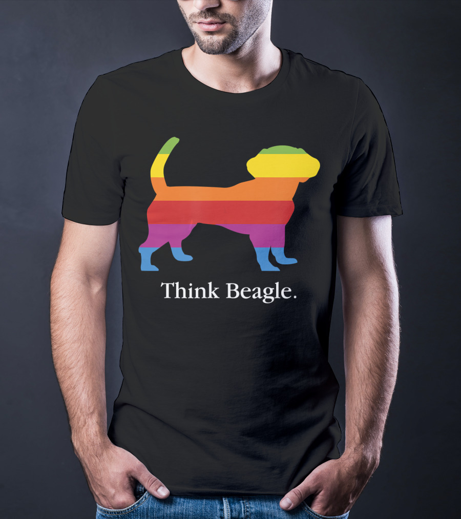 Think Beagle Rainbow Striped Dog T-Shirt