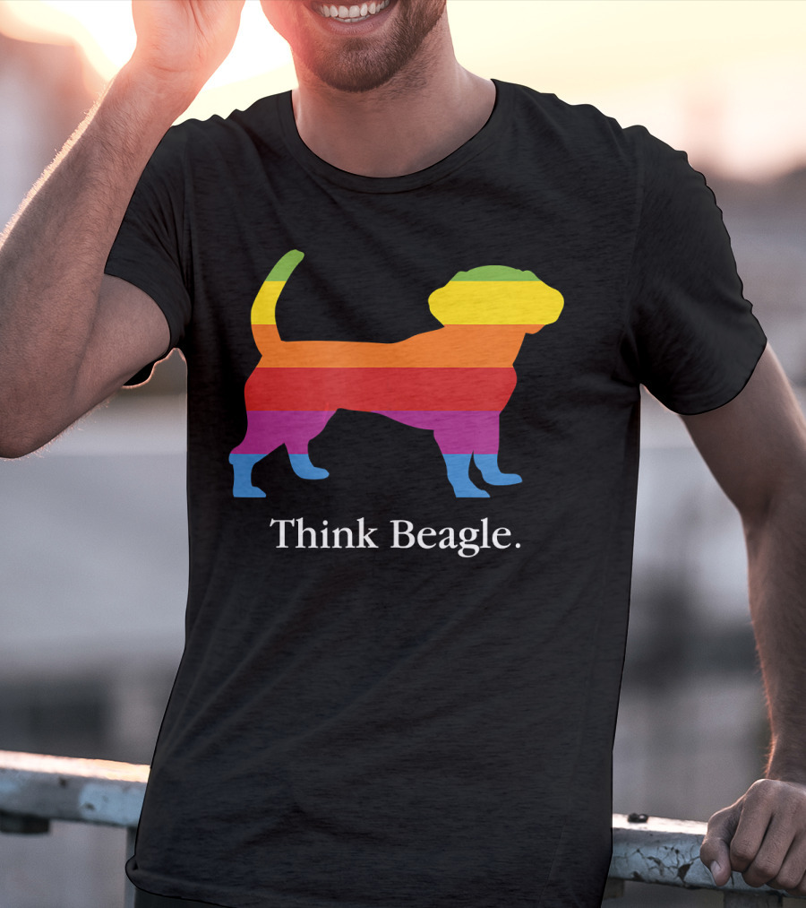Think Beagle Rainbow Striped Dog T-Shirt