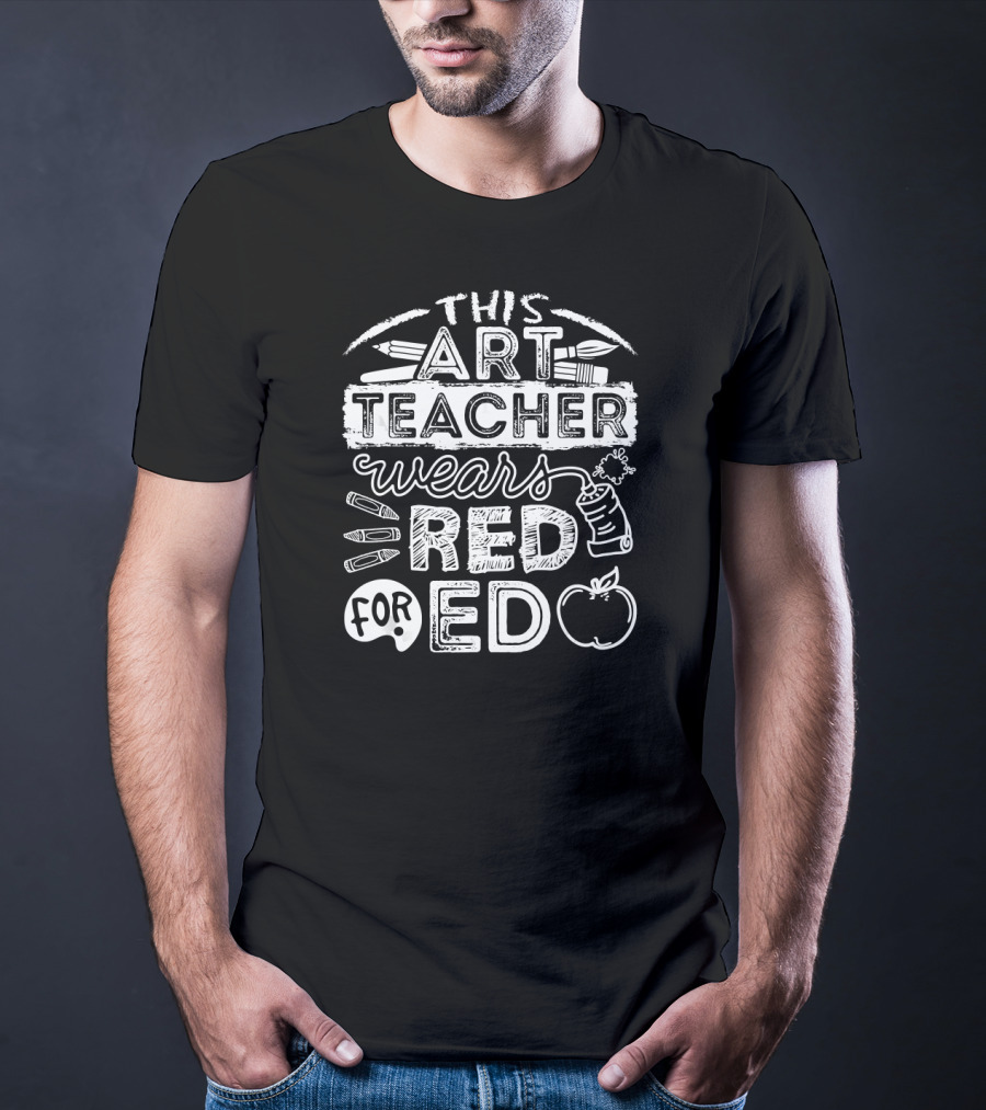 Art Teacher Defends Education In Bold Red Pep Rally T-Shirt