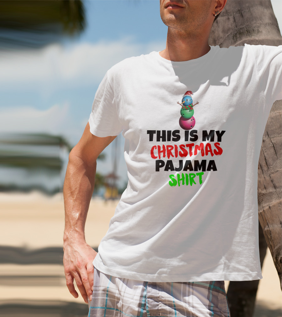 This Is My Christmas Pajama Shirt Santa Snowman T-Shirt