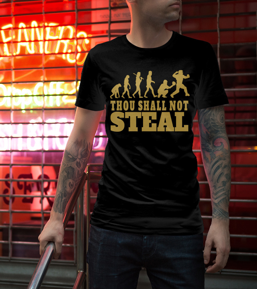 Thou Shall Not Steal Baseball Evolution Catcher Humor T-Shirt