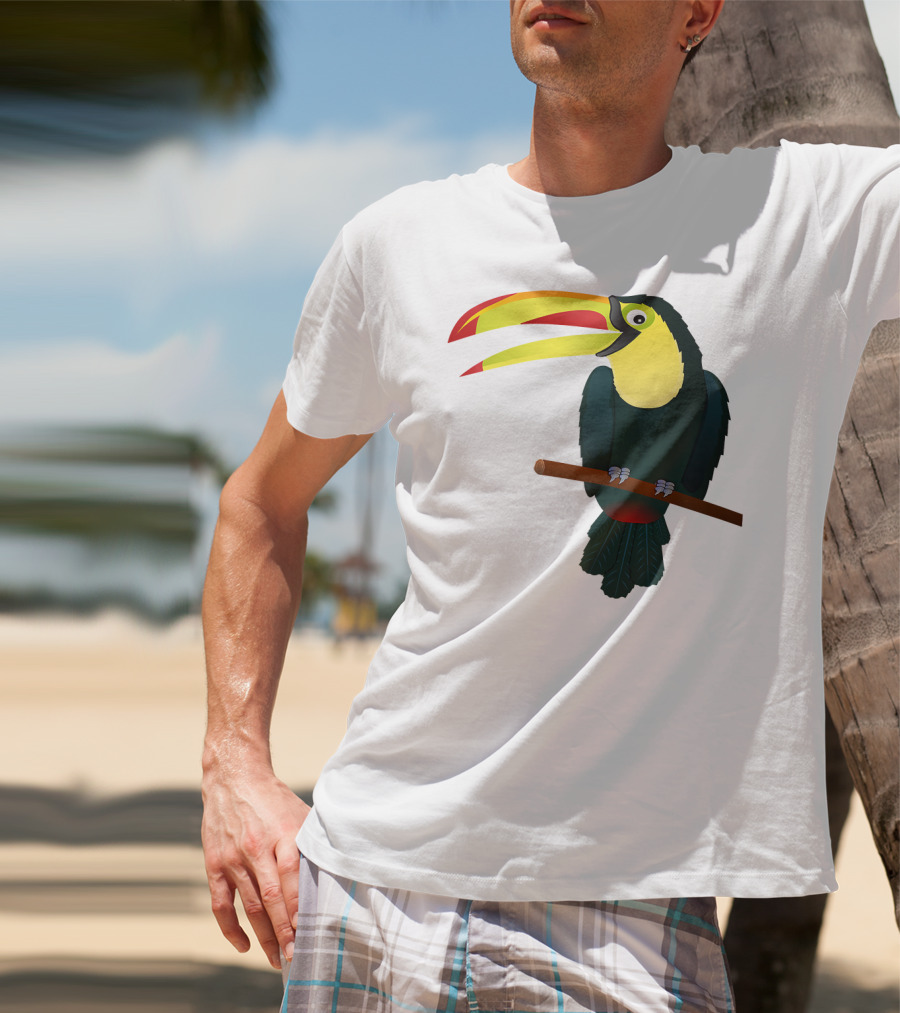 Toucan Bird Perched On Branch With Vibrant Beak T-Shirt