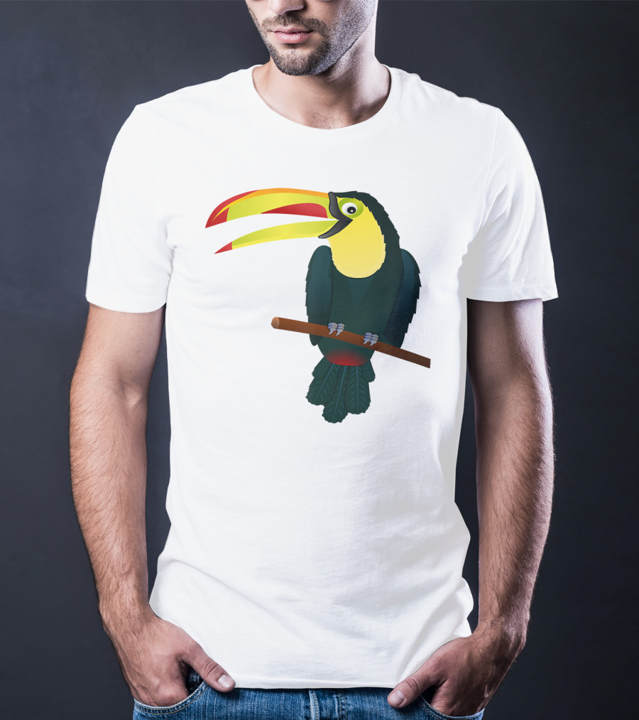 Toucan Bird Perched On Branch With Vibrant Beak T-Shirt