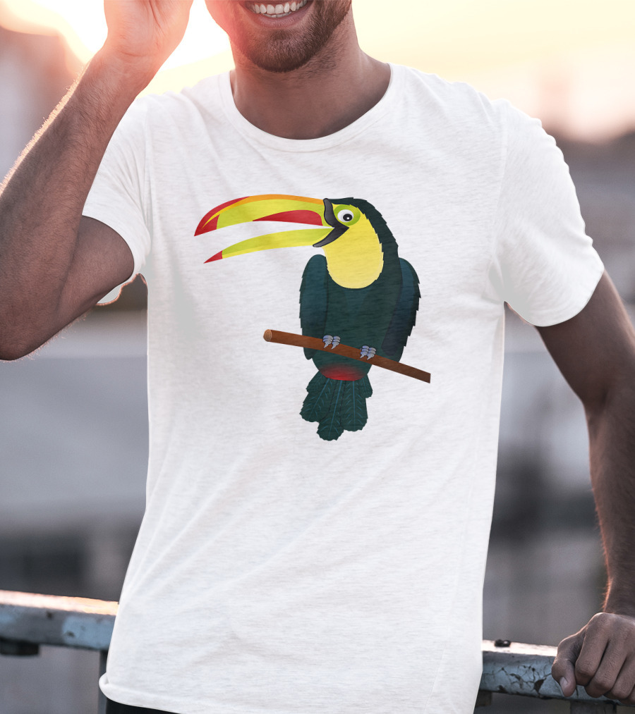 Toucan Bird Perched On Branch With Vibrant Beak T-Shirt