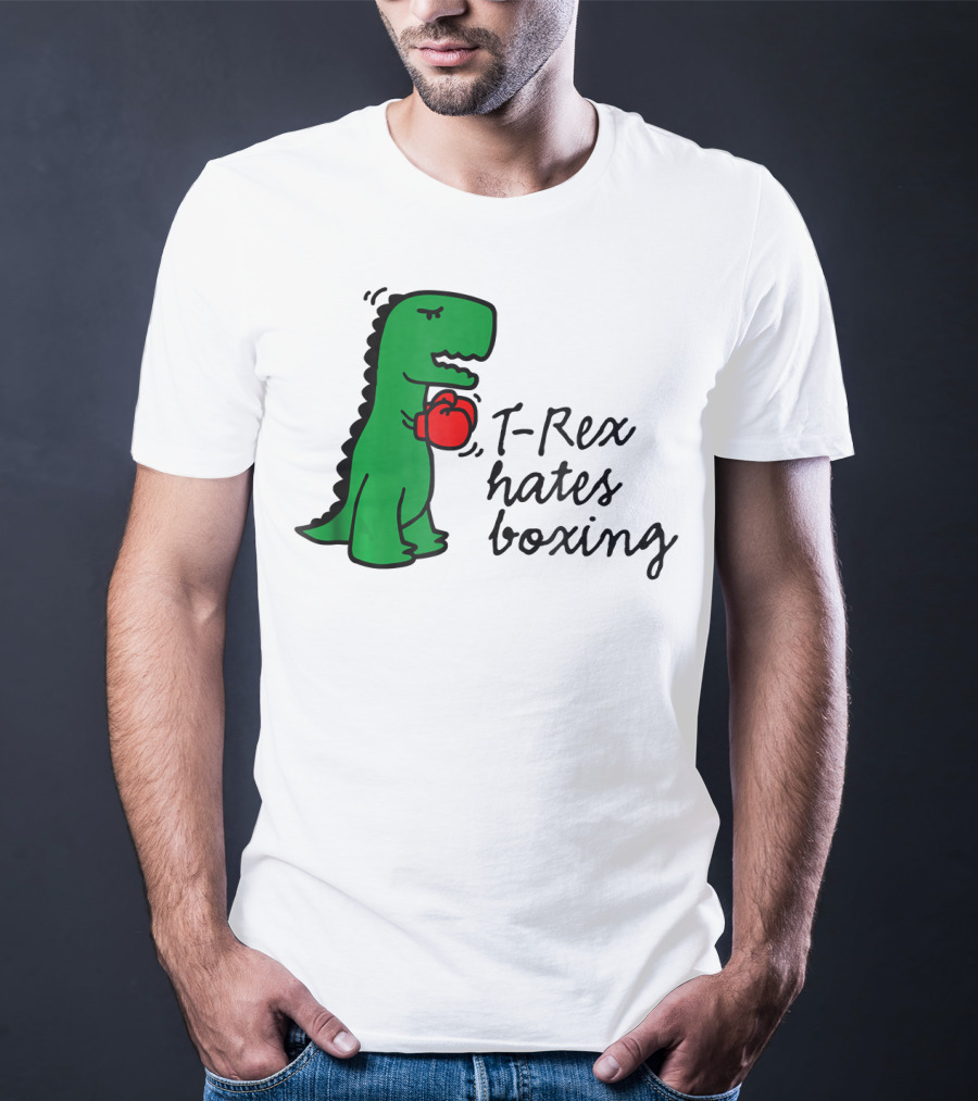 T Rex Hates Boxing Dinosaur With Red Boxing Glove T-Shirt