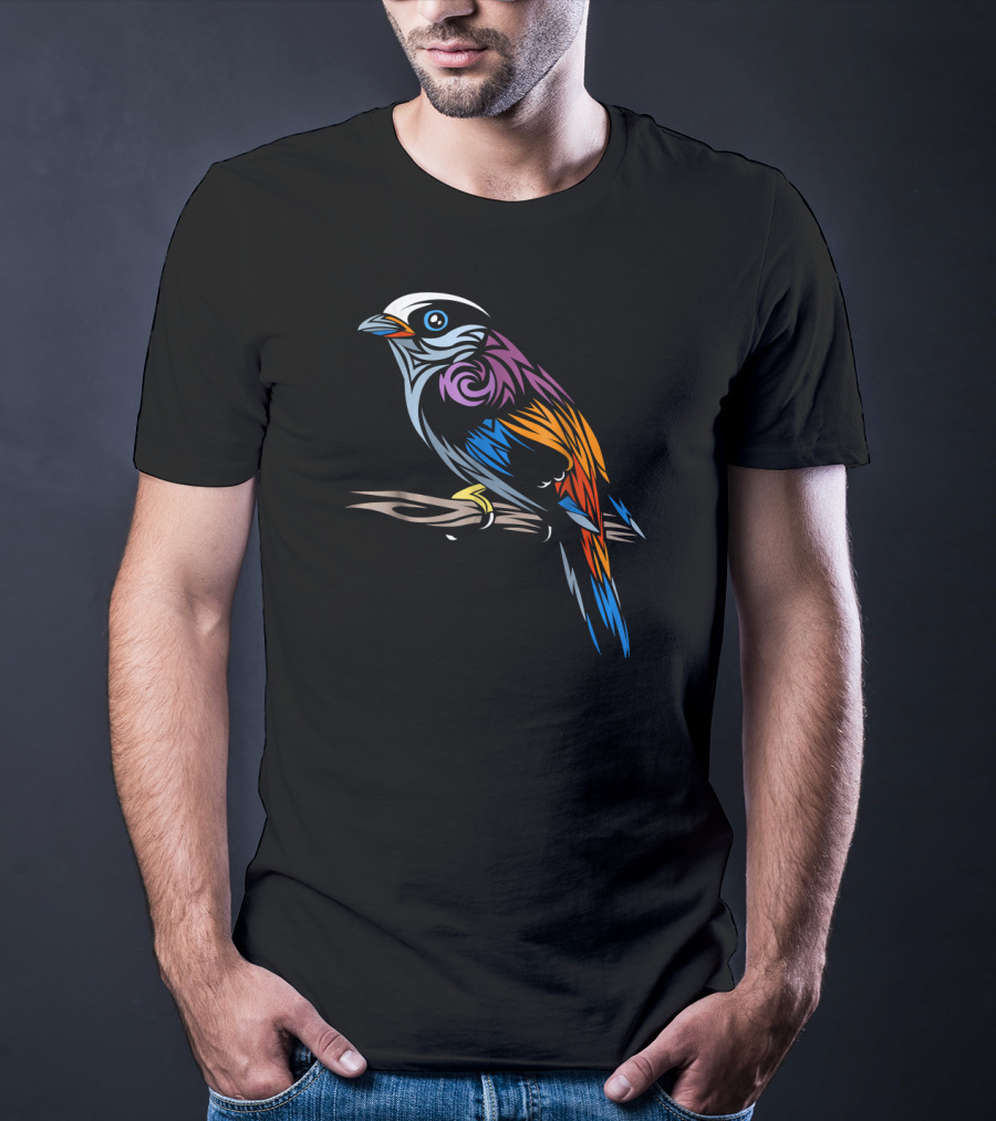Colorful Tribal Sparrow Tropical Bird T-Shirt