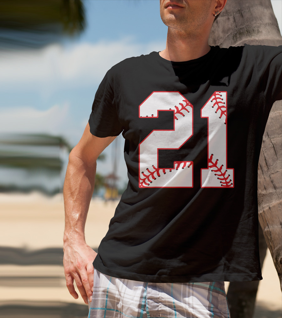 Twenty First Birthday Party 21th Baseball Number T-Shirt