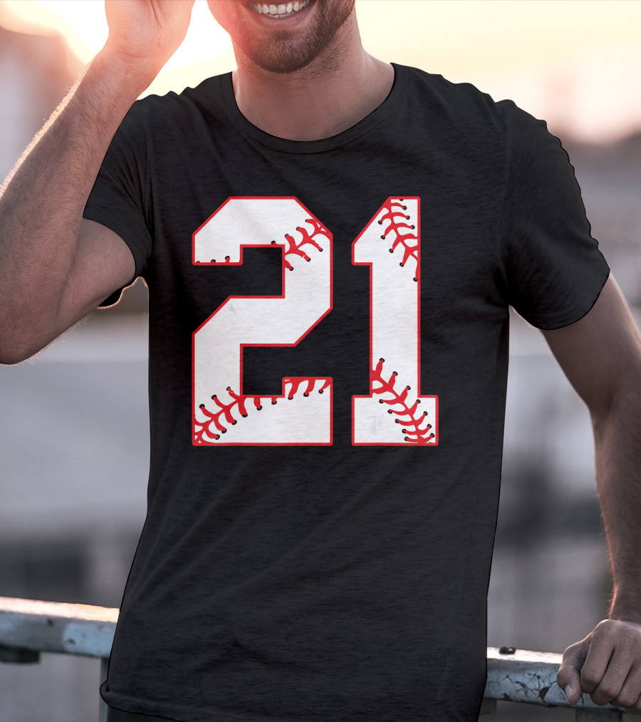 Twenty First Birthday Party 21th Baseball Number T-Shirt