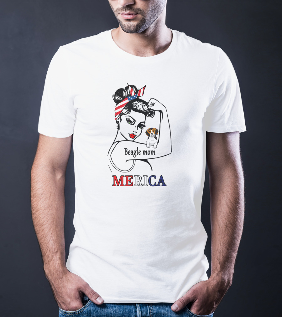 Unbreakable Beagle Mom Merica Bandana USA T-Shirt