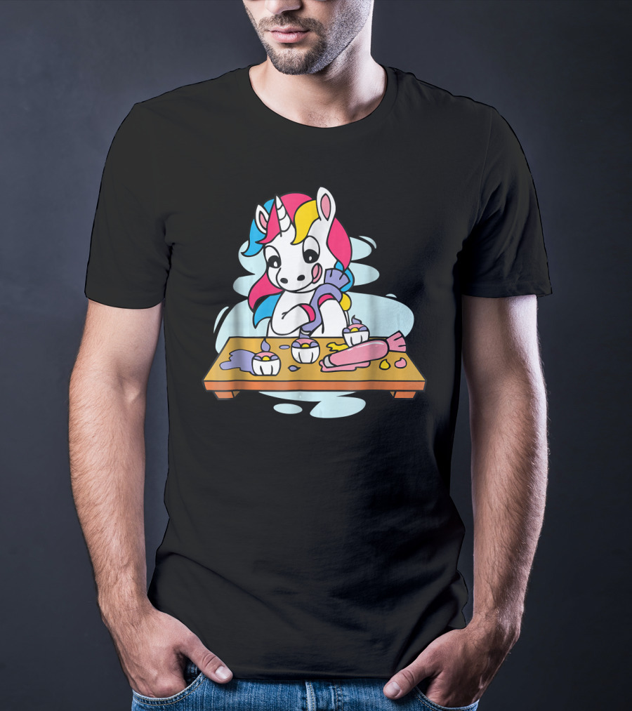 Unicorn Baking Cupcakes Cupcake Magic Baking Fun T-Shirt