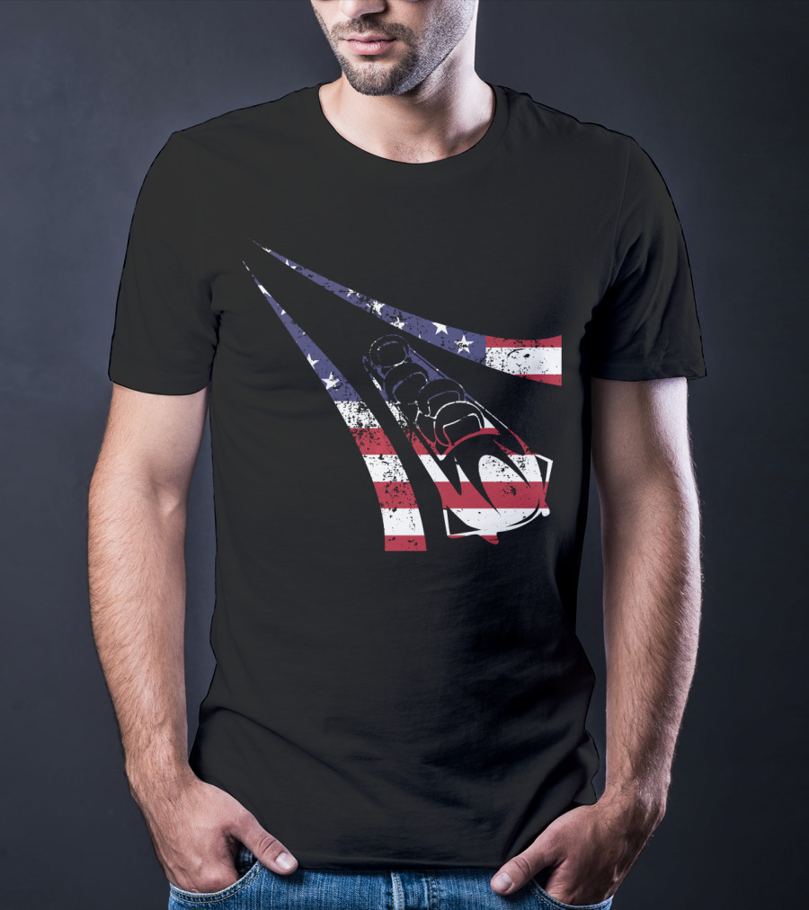 USA American Flag Bobsled Track T-Shirt