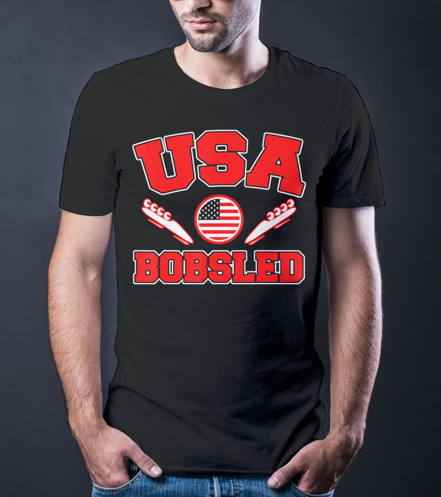 USA Bobsled American Flag Sleds T-Shirt