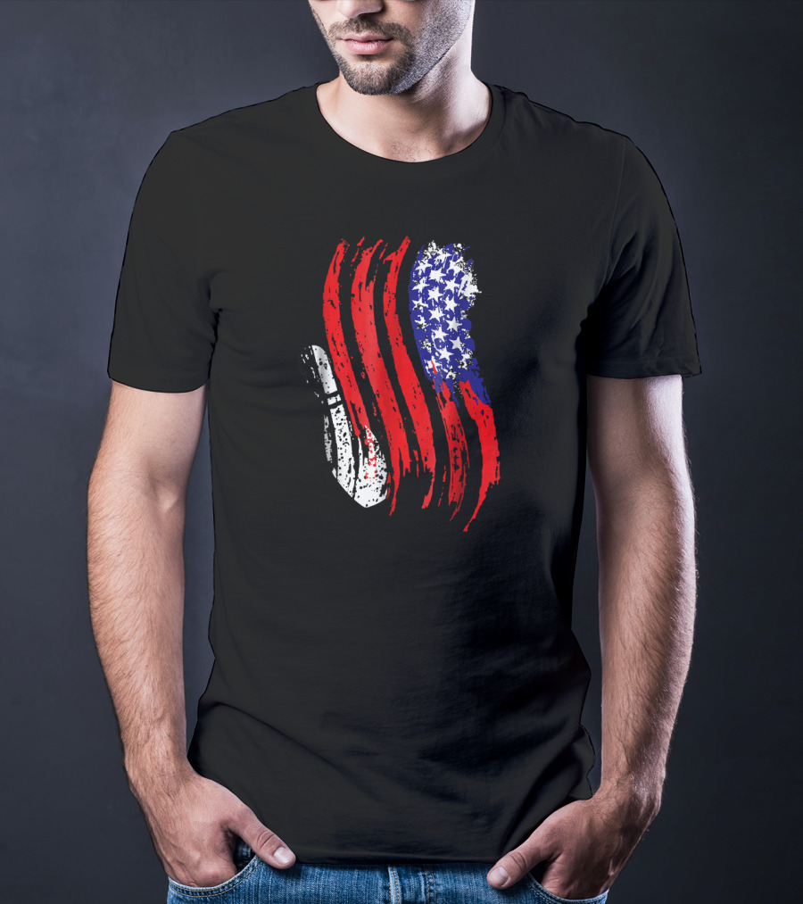 USA Bowling Flag Patriotic Tenpin Bowler T-Shirt