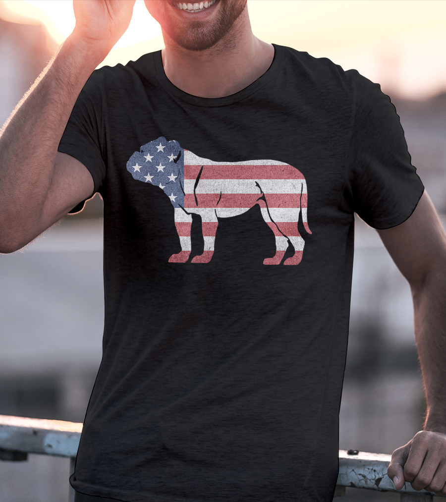 American Flag USA Bulldog Stylish Dog Animal T-Shirt