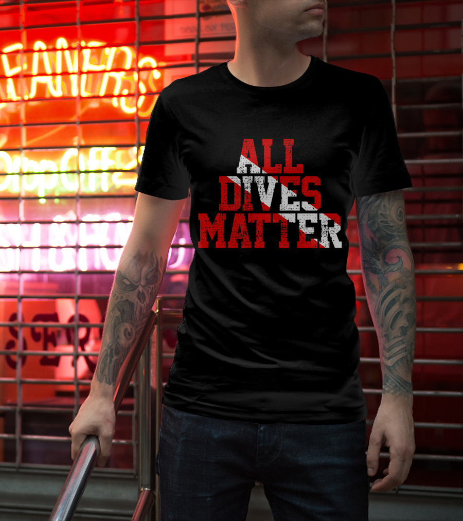 Vintage All Dives Matter Diving Diver Sta Red And White Dive Flag T-Shirt