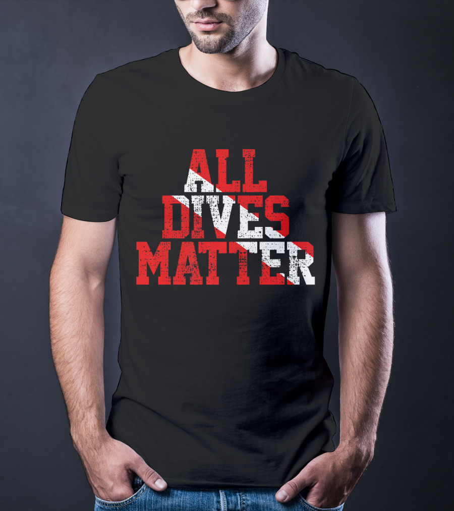 Vintage All Dives Matter Diving Diver Sta Red And White Dive Flag T-Shirt
