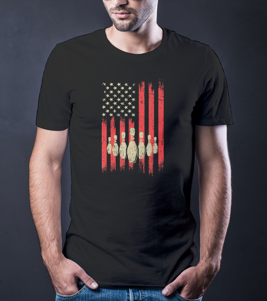 Vintage American Flag Bowling Pins Classic T-Shirt