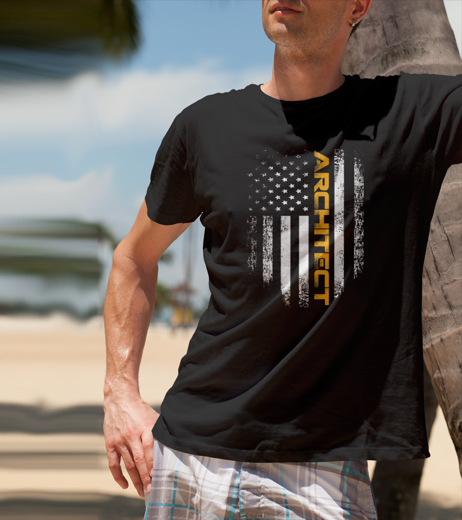 Vintage American USA Flag Architect T-Shirt