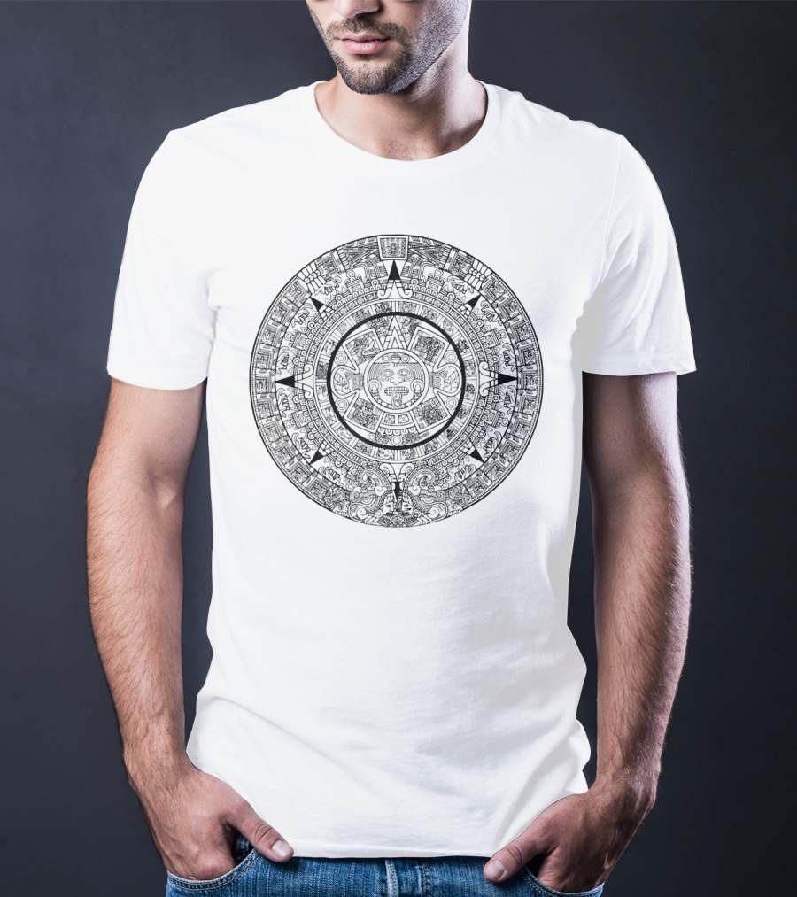 Vintage Aztec Calendar Archeology Circular Stone T-Shirt