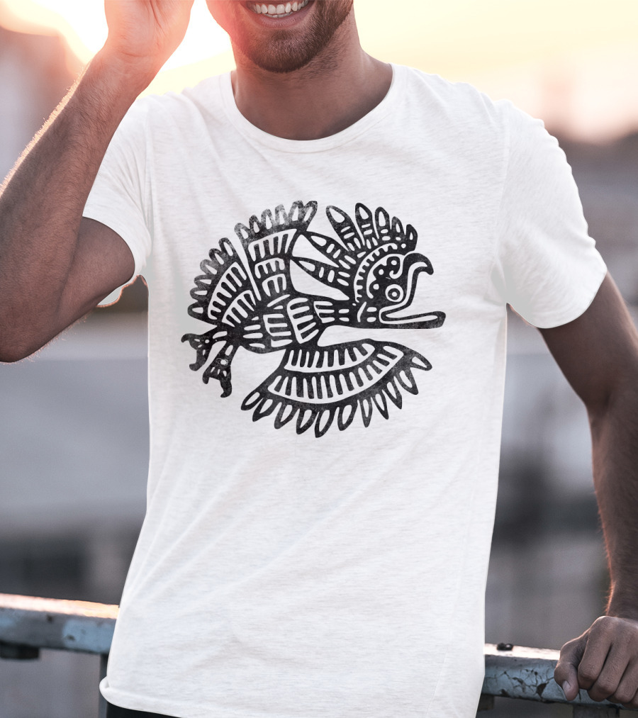 Vintage Aztec Drawing Bird Archeology T-Shirt