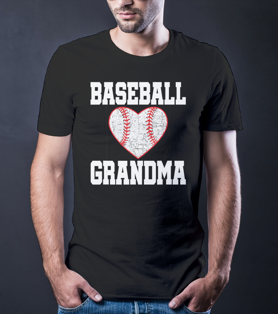 Baseball Grandma Vintage Heart T-Shirt