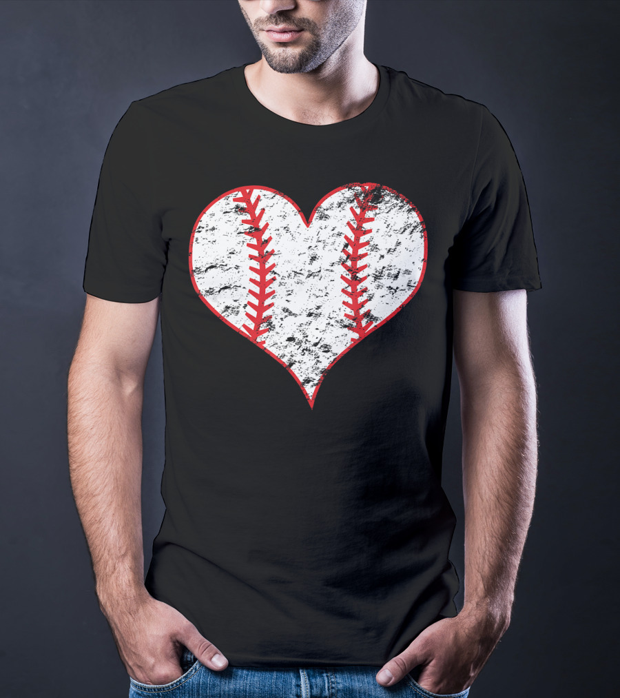 Vintage Heart Shaped Baseball Love T-Shirt