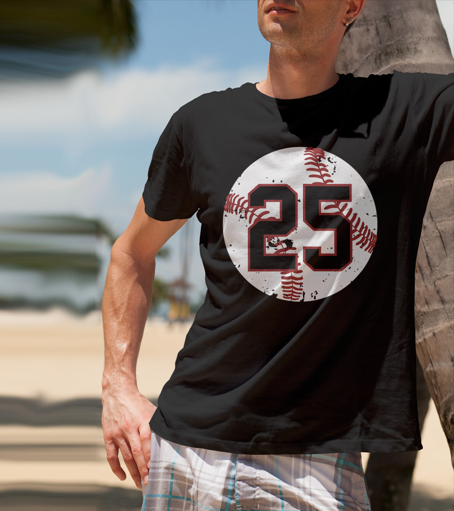 Vintage Baseball Number 25 Circle Pattern Cool Sof T-Shirt