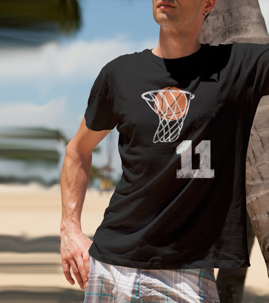 Basketball Hoop Swish Number 11 T-Shirt