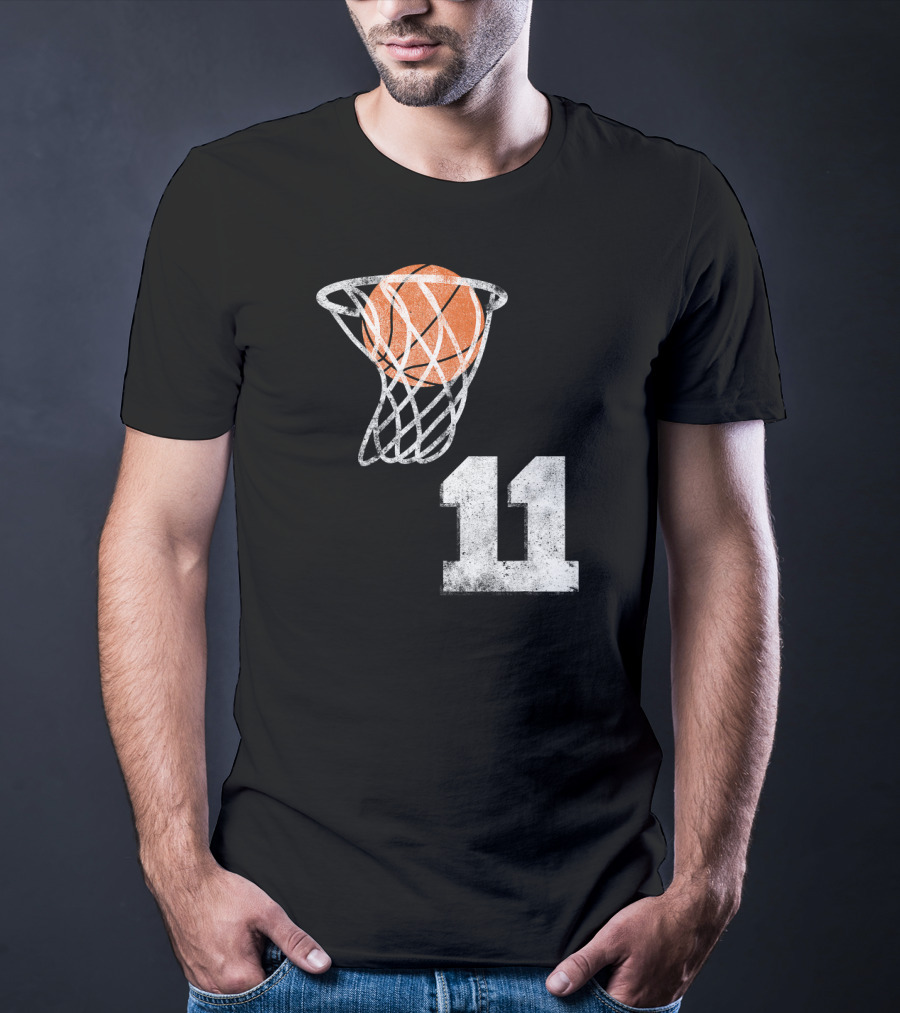 Basketball Hoop Swish Number 11 T-Shirt