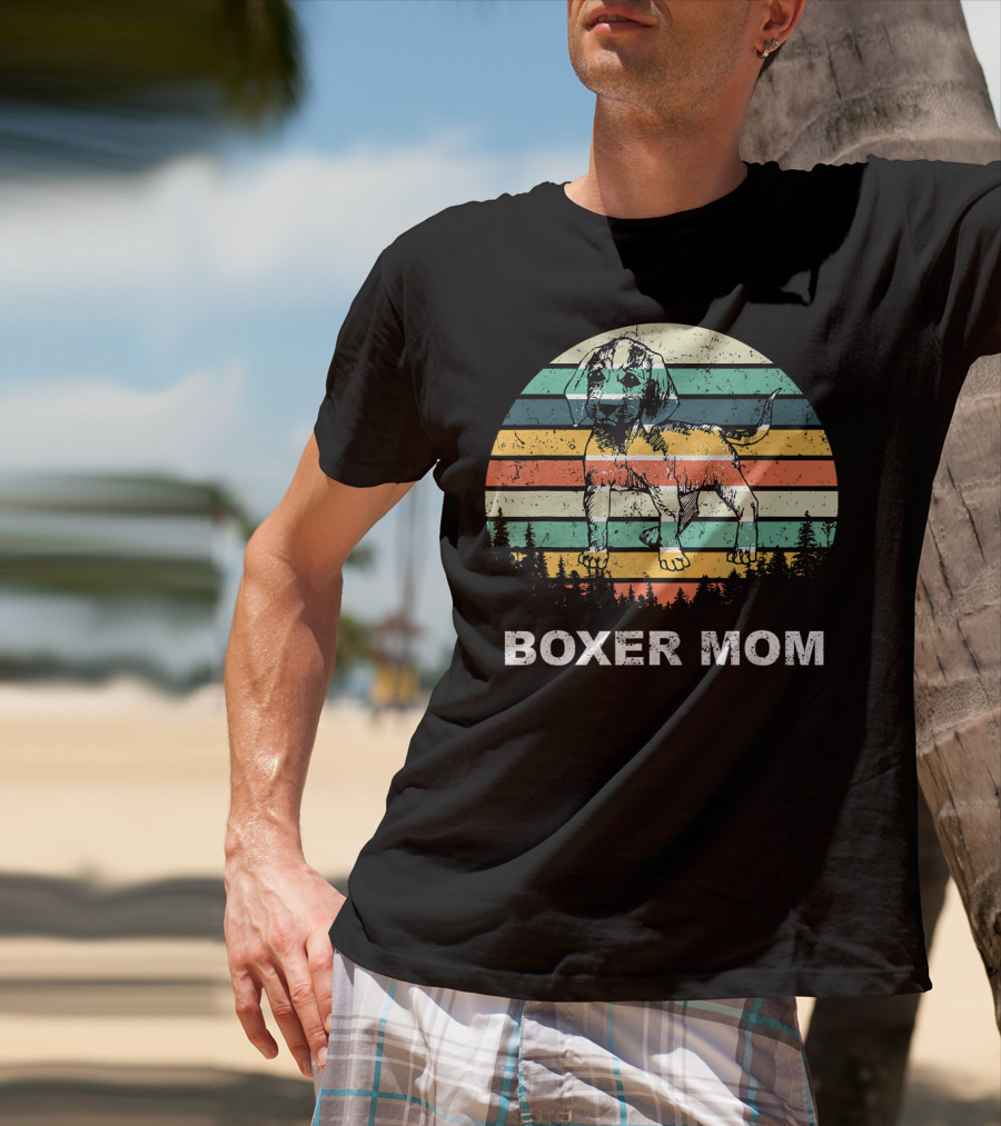 Boxer Mom Vintage Sunset Stripes T-Shirt