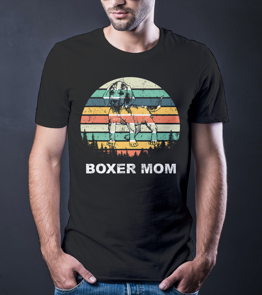 Boxer Mom Vintage Sunset Stripes T-Shirt