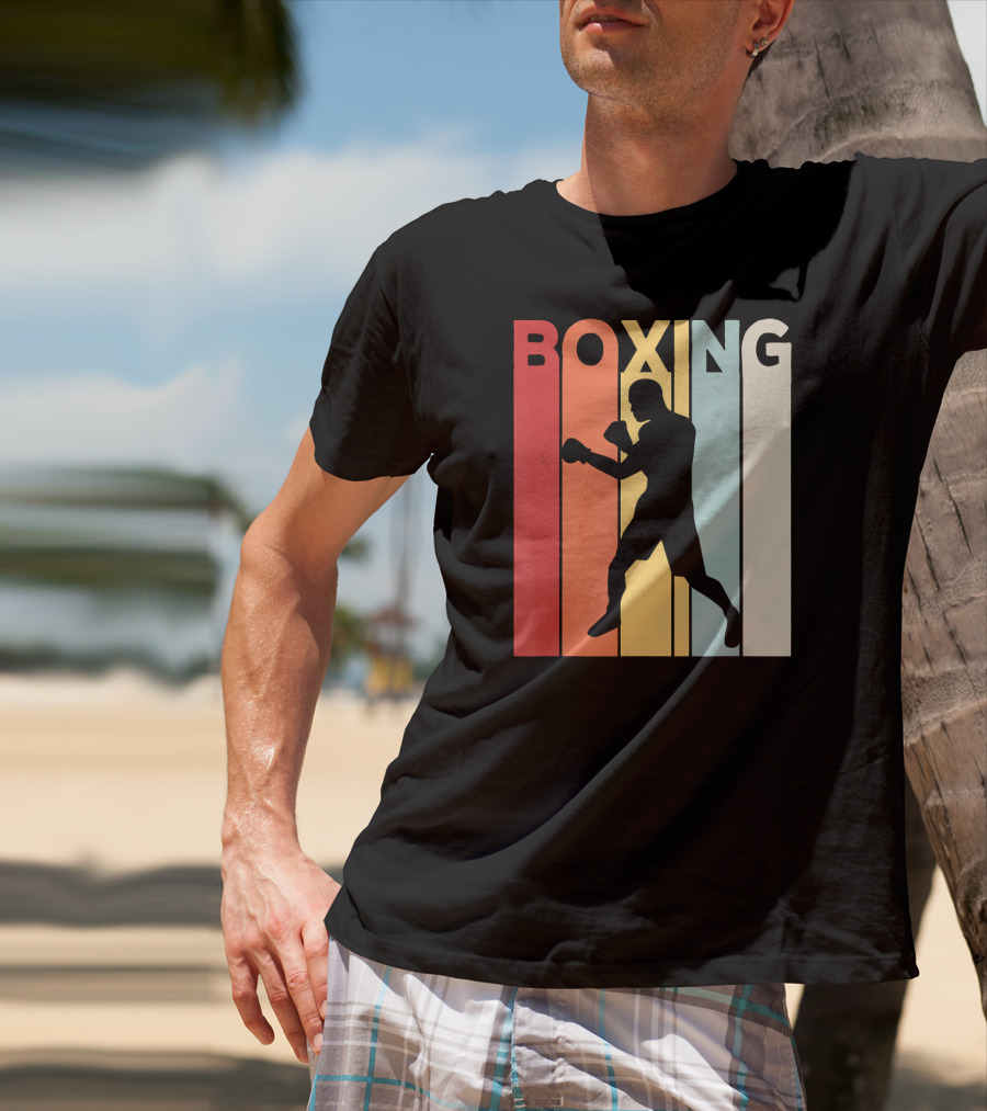 Vintage Boxing Boxer Silhouette Retro Sport Fight T-Shirt