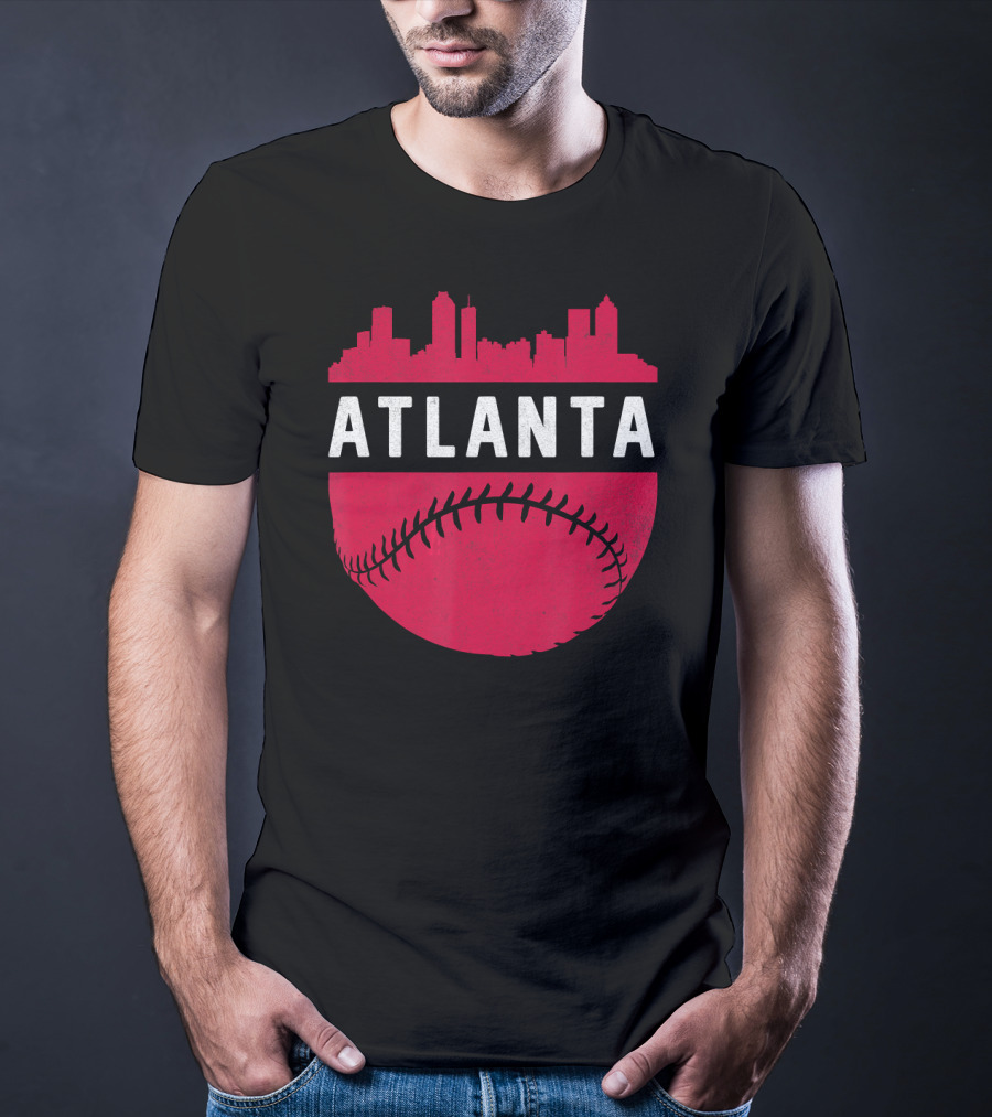 Atlanta Georgia Skyline Baseball Vintage T-Shirt
