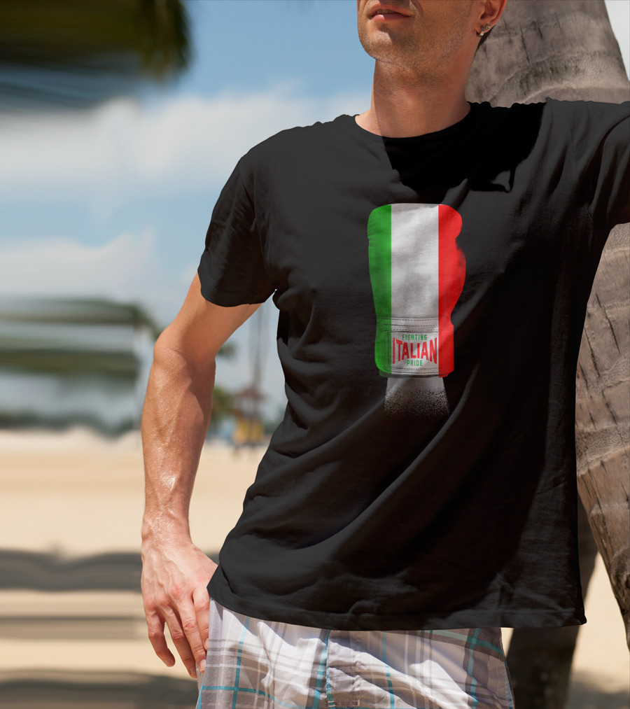 Vintage Italian Flag Boxing Gloves Fighting Italian Pride T-Shirt