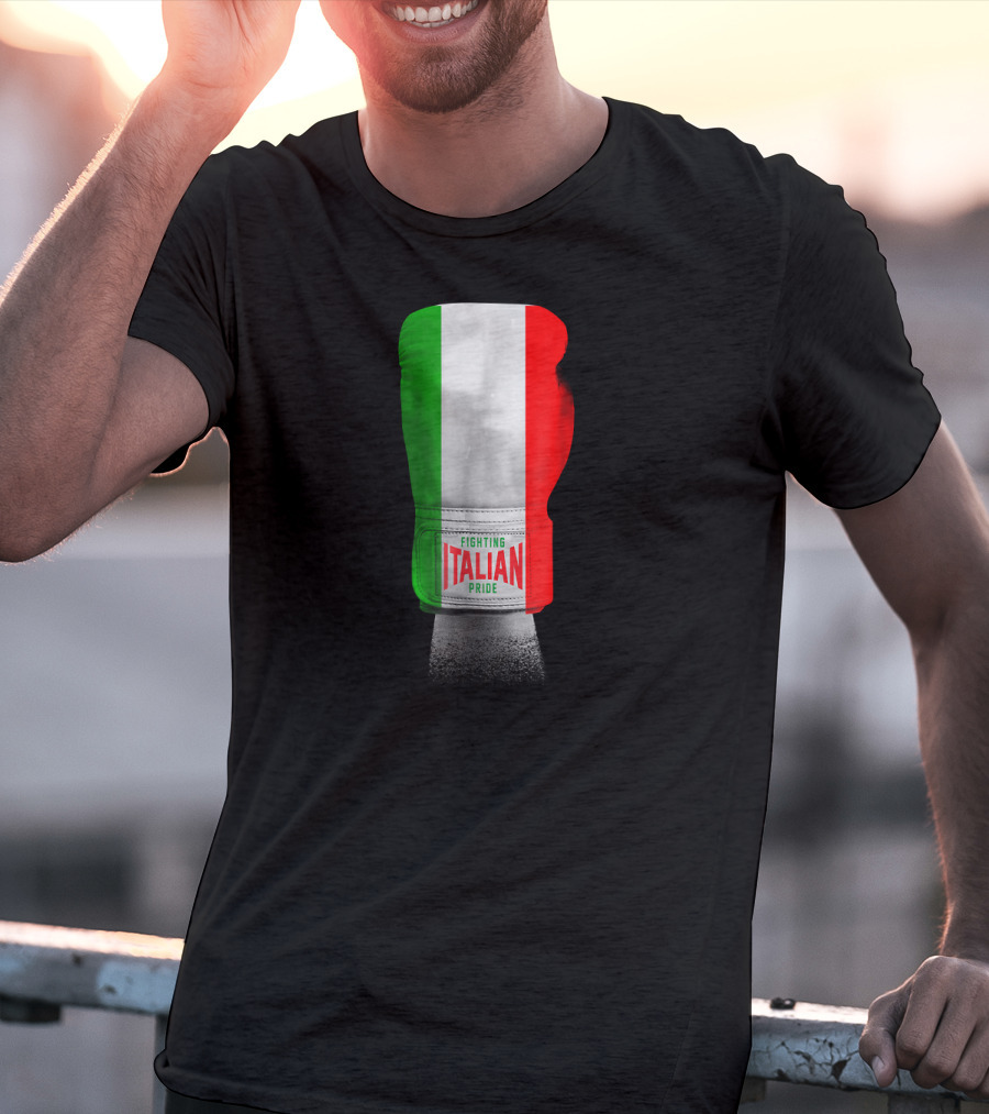 Vintage Italian Flag Boxing Gloves Fighting Italian Pride T-Shirt