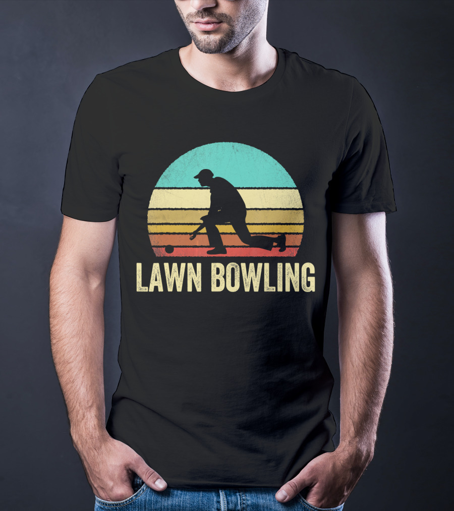 Vintage Lawn Bowling Silhouette At Sunset T-Shirt