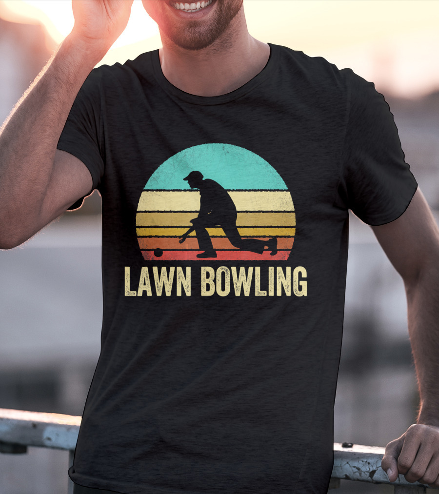 Vintage Lawn Bowling Silhouette At Sunset T-Shirt