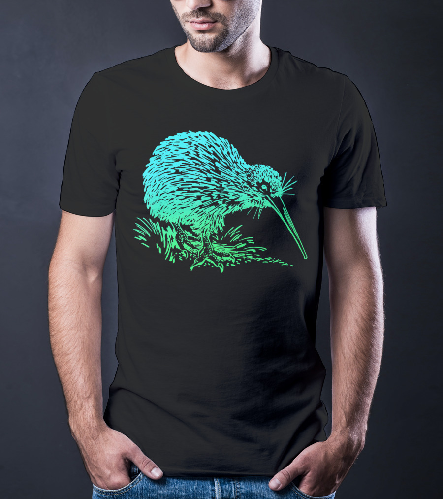 Vintage Neon Kiwi Bird Awesome Retro T-Shirt