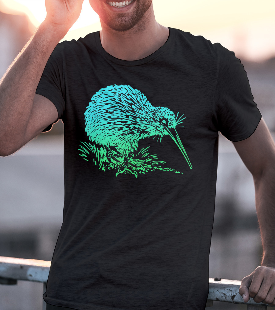 Vintage Neon Kiwi Bird Awesome Retro T-Shirt