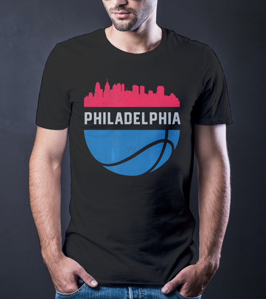 Philadelphia Cityscape Basketball T-Shirt