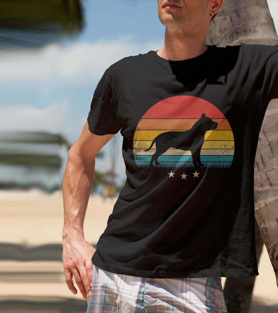 Vintage Pitbull Sunset With Stars T-Shirt