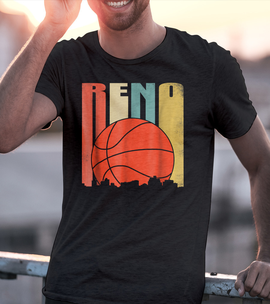 Reno Nevada Retro Basketball Skyline T-Shirt