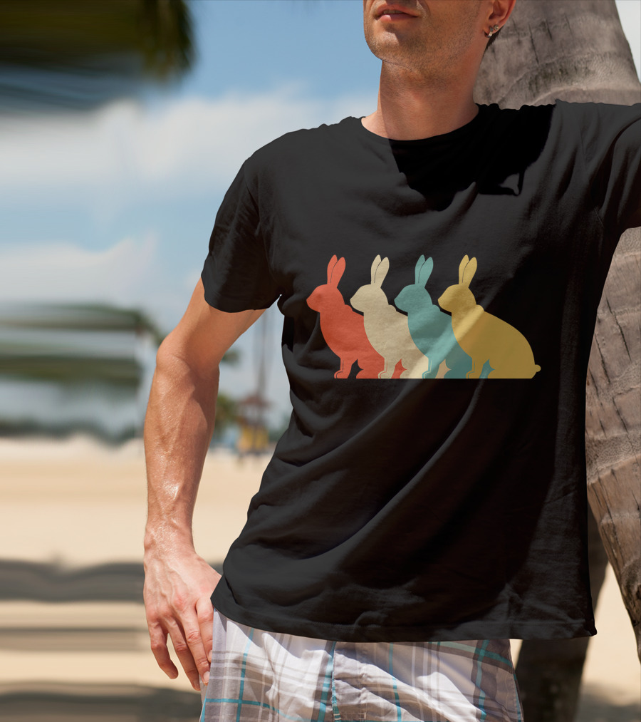 Vintage Art Bunny Rabbit Lover Whispere Four Colorful T-Shirt