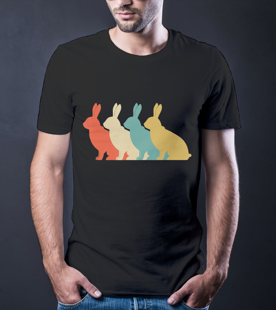 Vintage Art Bunny Rabbit Lover Whispere Four Colorful T-Shirt