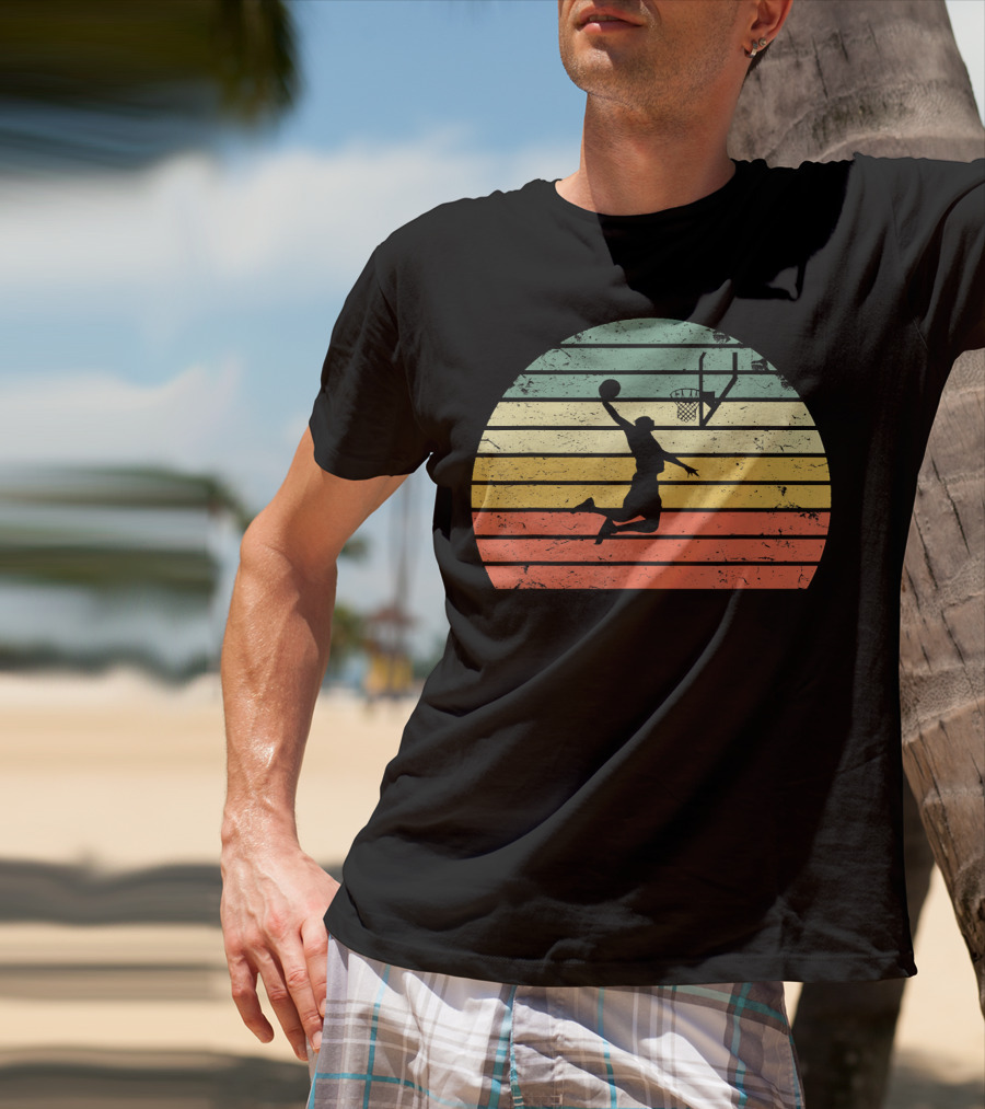 Vintage Basketball Dunk Sunset Retro T-Shirt